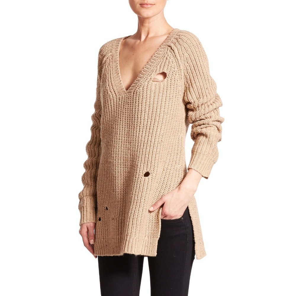 Wildfox Dusk Distressed Knit Sweater